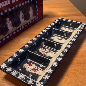 Twilight Snowman Relish Tray